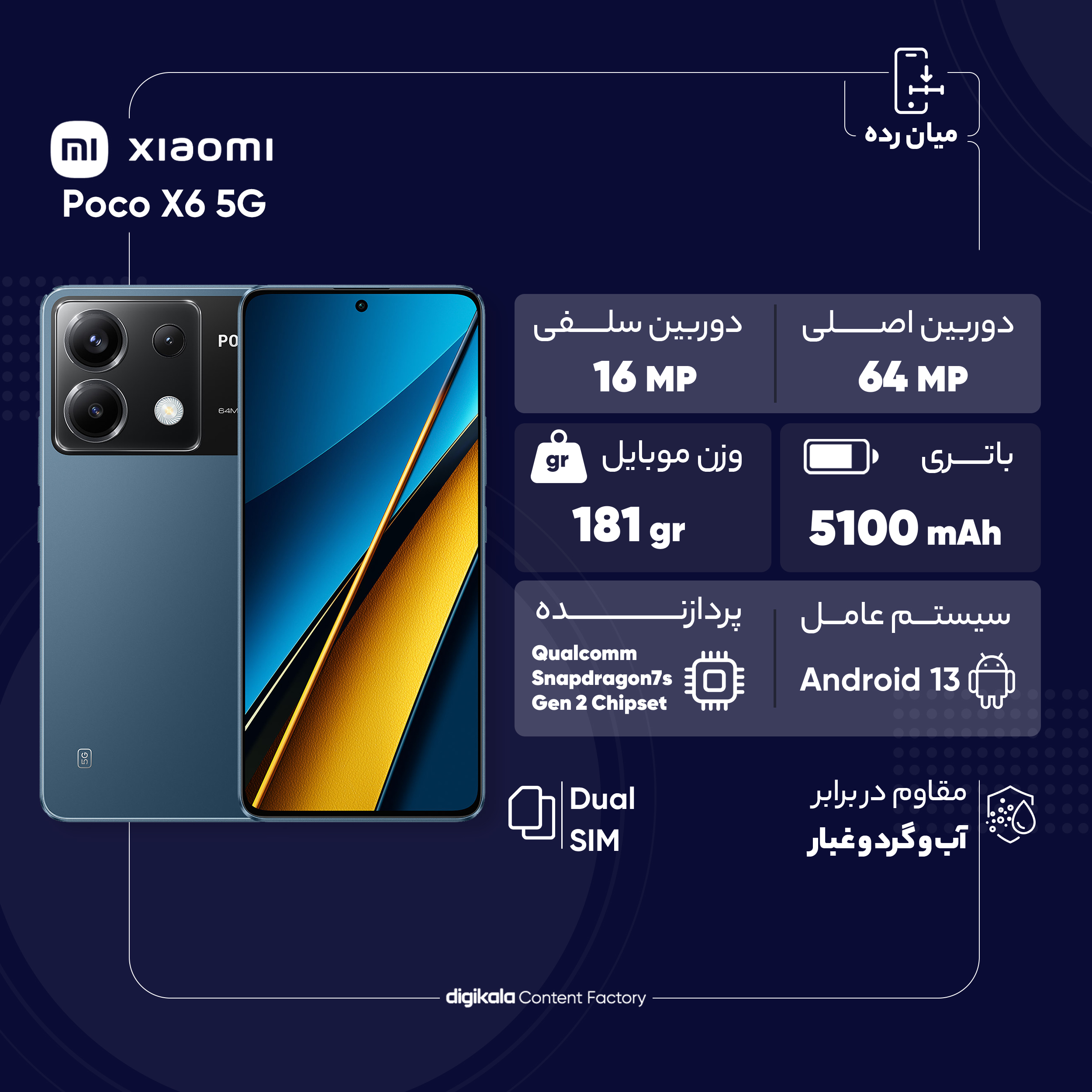 گوشی موبایل شیائومی مدل Poco X6 5G دو سیم کارت ظرفیت 512 گیگابایت و رم 12 گیگابایت - گلوبال