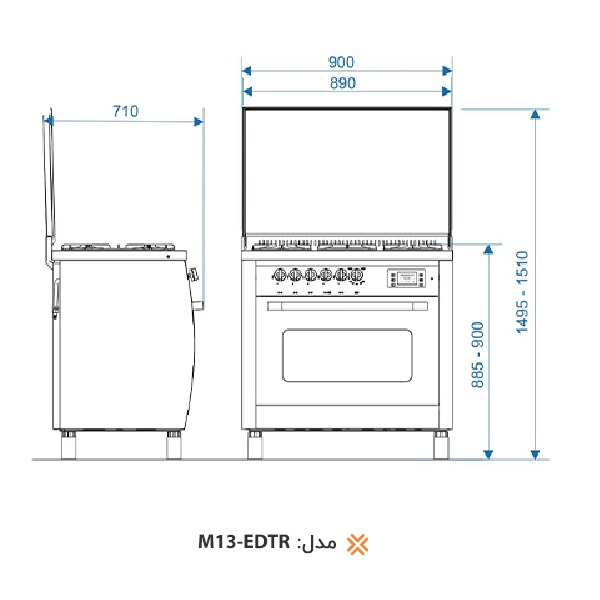 اجاق گاز 5 شعله اخوان مدل M13-EDTR