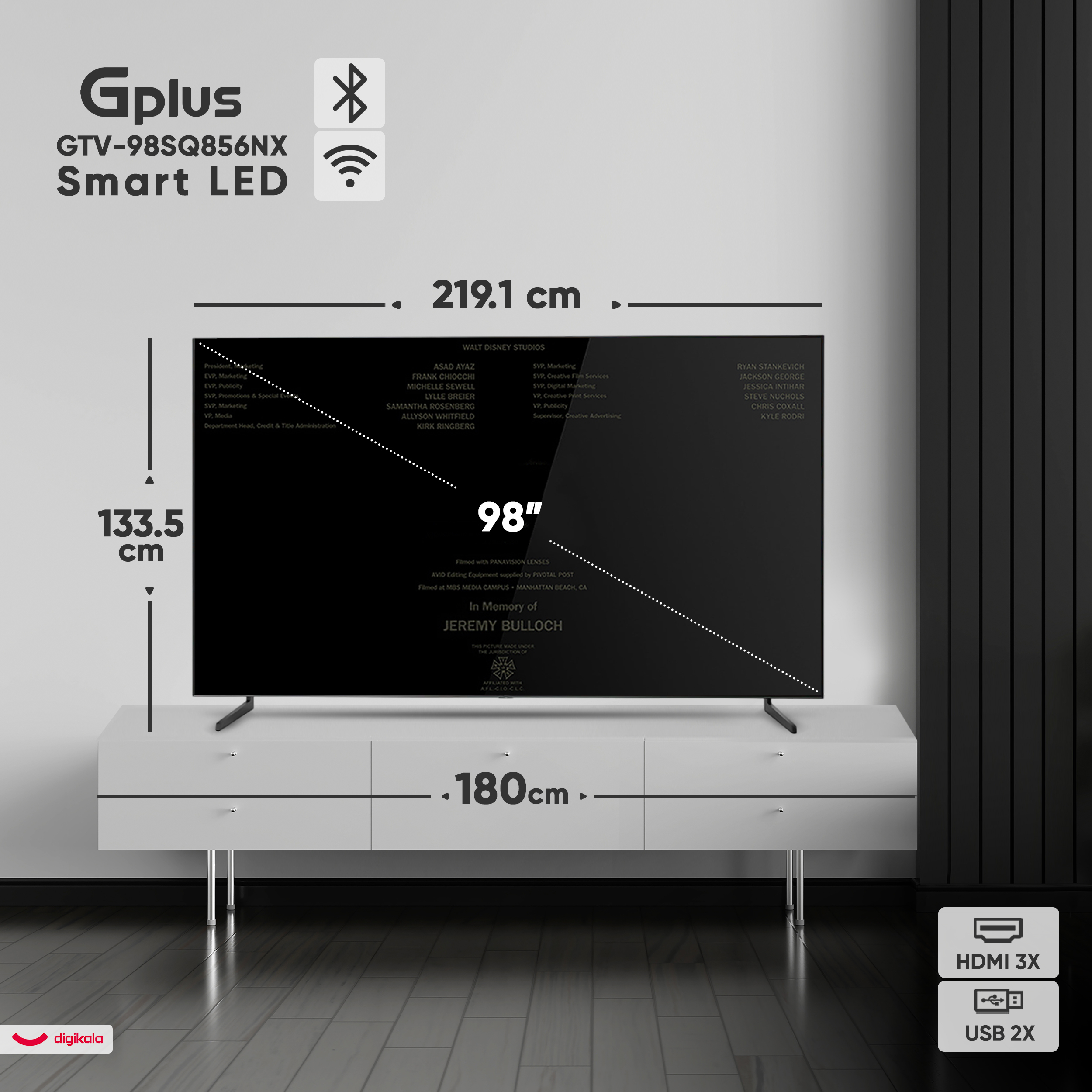 تلویزیون 98 اینچ ال ای دی هوشمند جی پلاس مدل GTV-98SQ856NX