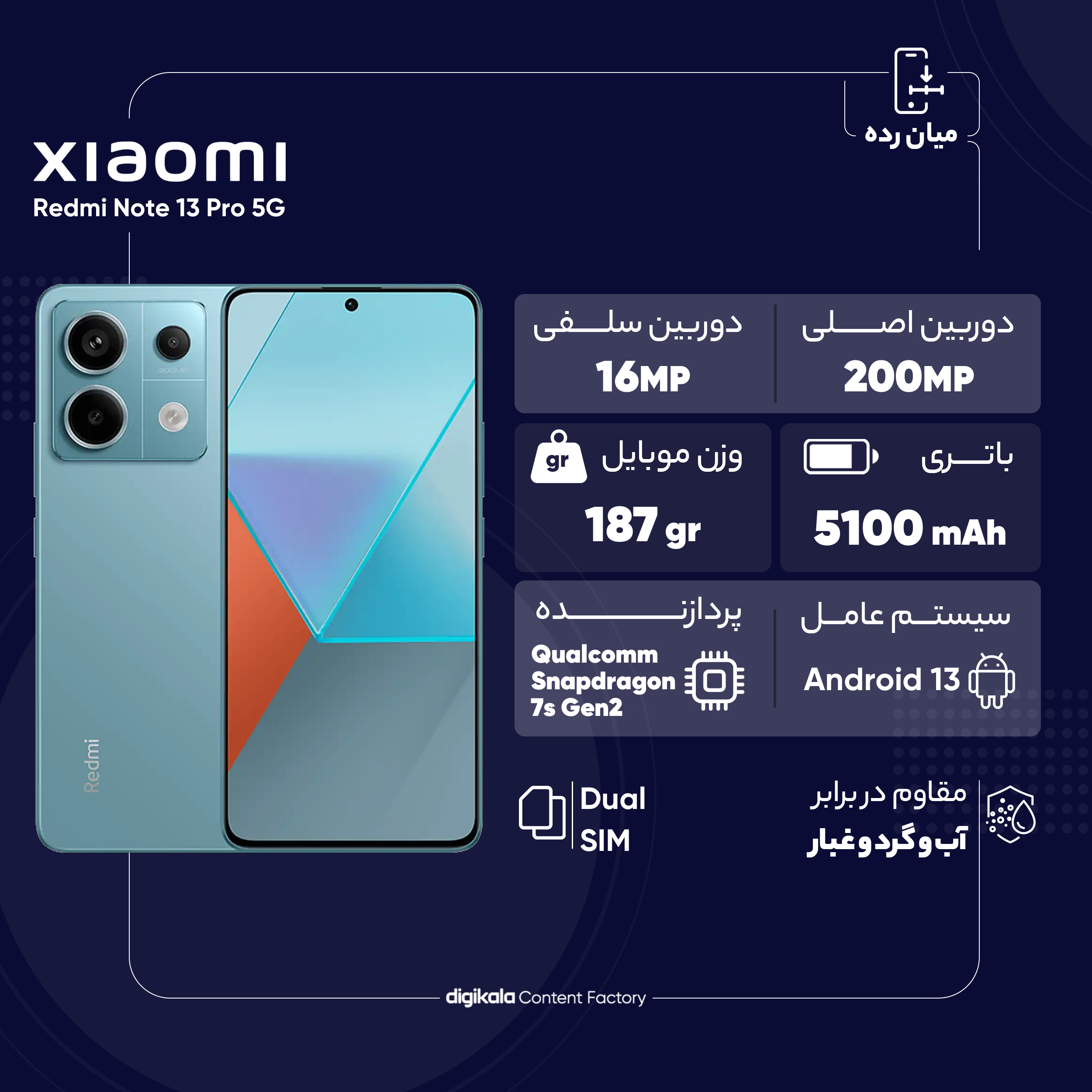 گوشی موبایل شیائومی مدل Redmi Note 13 Pro 5G دو سیم کارت ظرفیت 512 گیگابایت و رم 12 گیگابایت