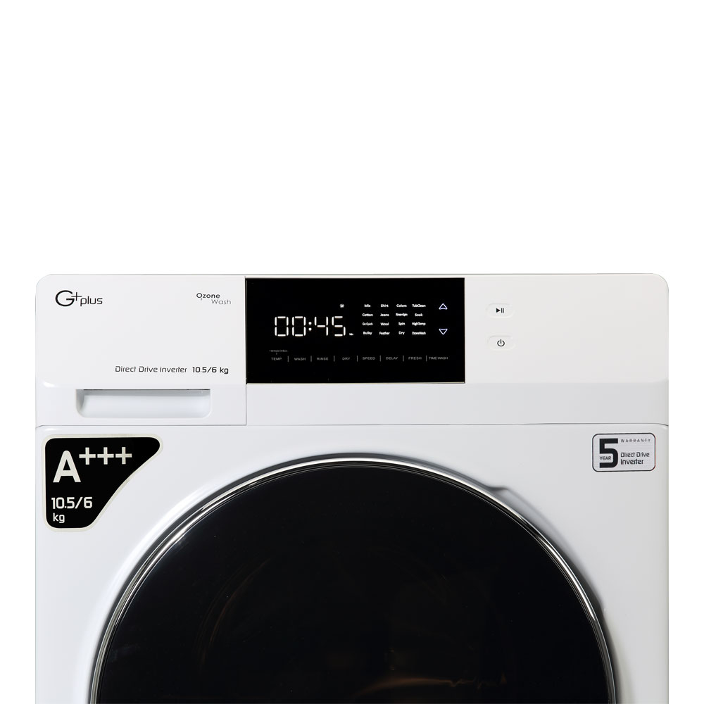 ماشین لباسشویی جی پلاس مدل  GWM-MD106W ظرفیت 10.5 کیلوگرم