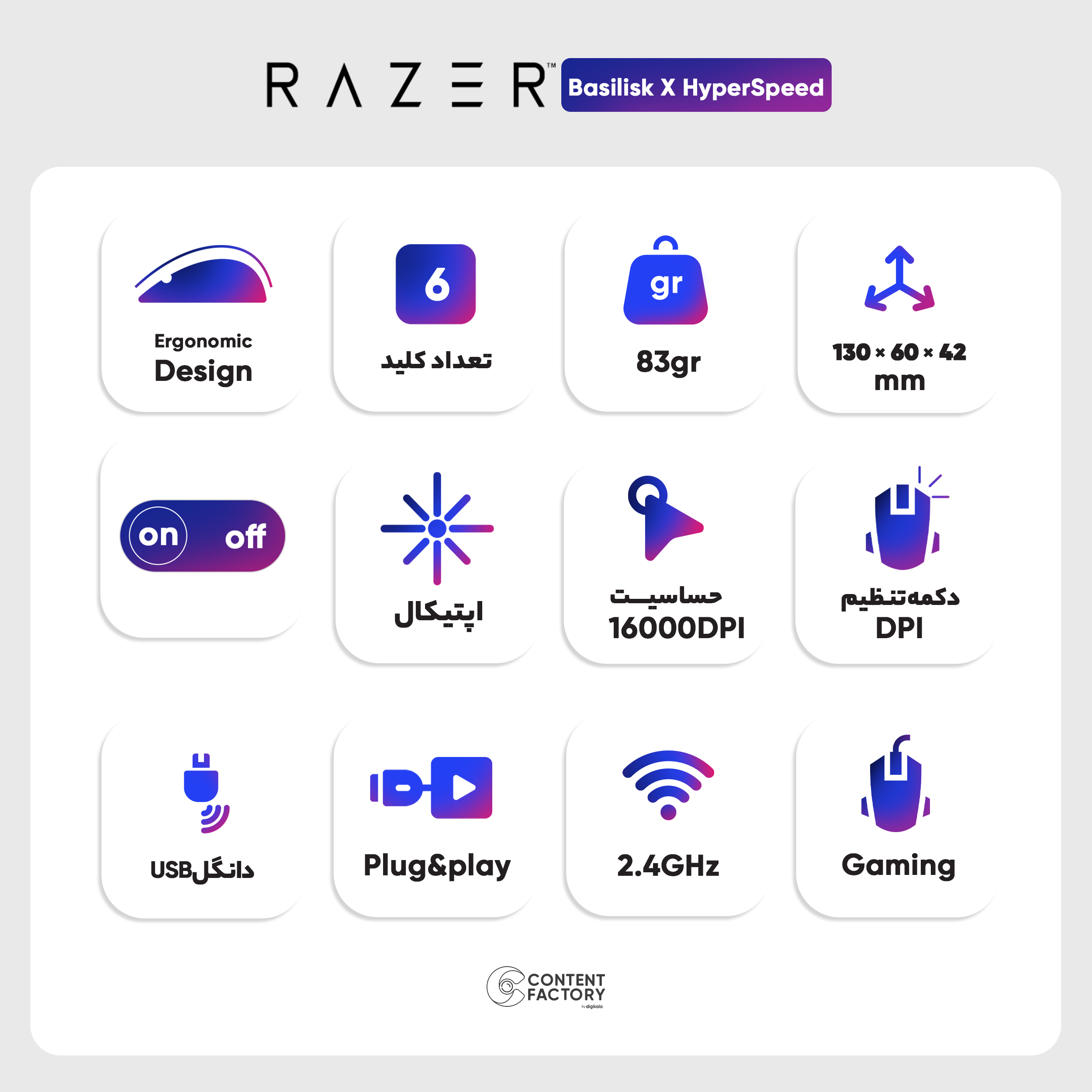 ماوس بی سیم مخصوص بازی ریزر مدل Basilisk X HyperSpeed
