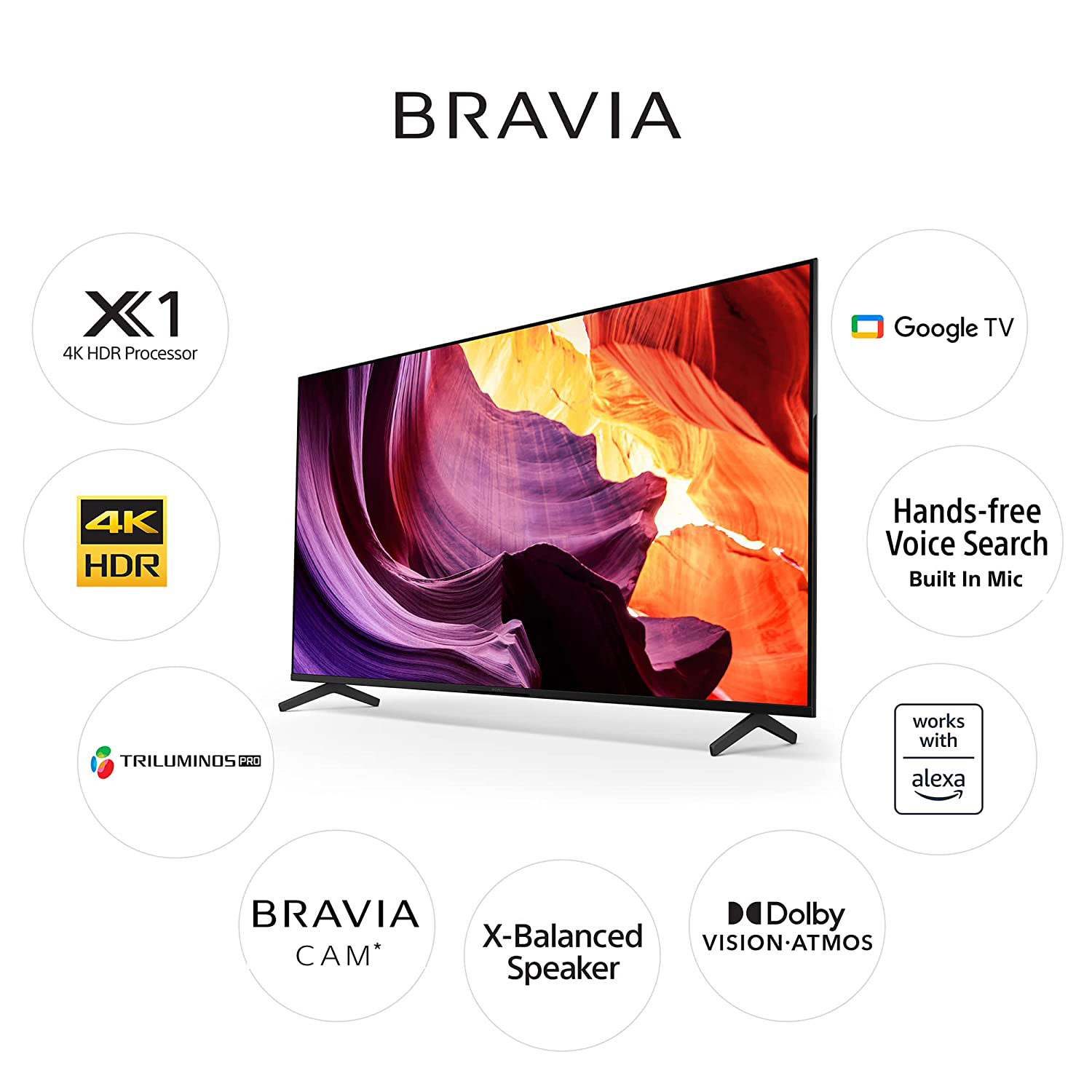 تلویزیون ال ای دی هوشمند سونی مدل براویا KD-55X80K سایز 55 اینچ