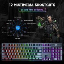 کیبورد مخصوص بازی اونیکوما مدل G27 RGB، مکانیکال سوییچ آبی، Full size، نورپردازی RGB