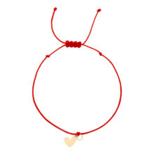 دستبند طلا 18 عیار زنانه گالری شیدا مجد مدل قلب توپر نخی قرمز