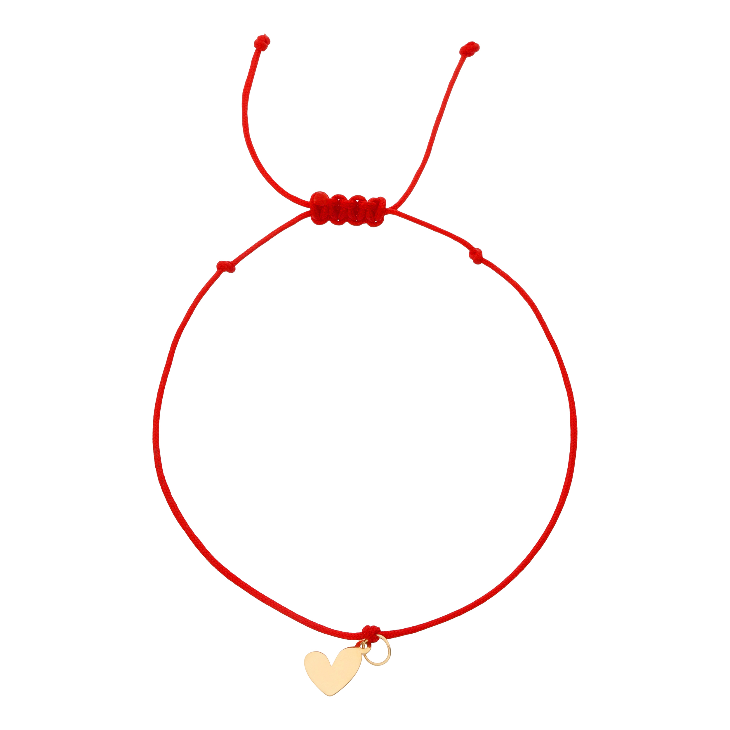 دستبند طلا 18 عیار زنانه گالری شیدا مجد مدل قلب توپر نخی قرمز