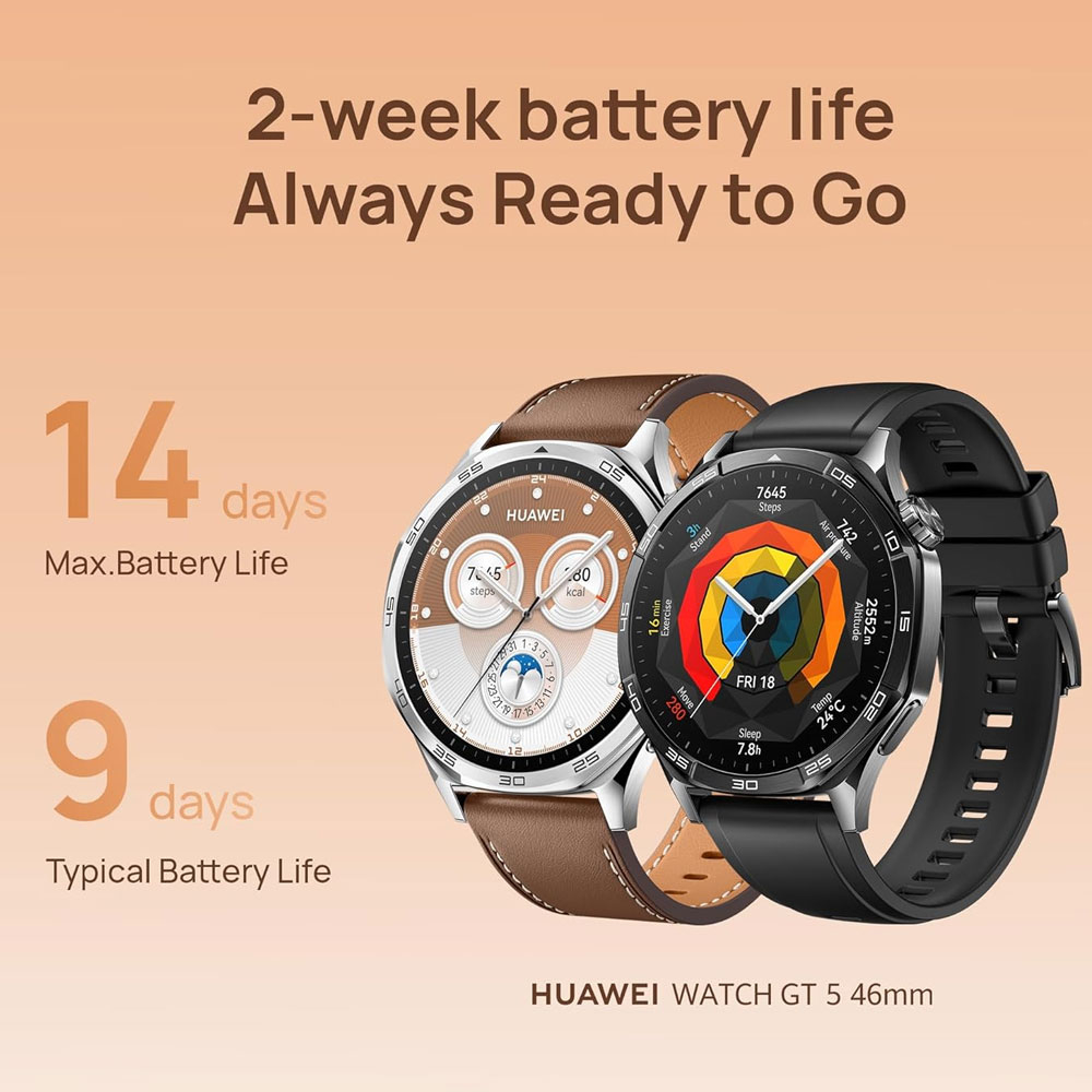 ساعت هوشمند 46 میلی متری هوآوی مدل WATCH GT 5 با بند چرم