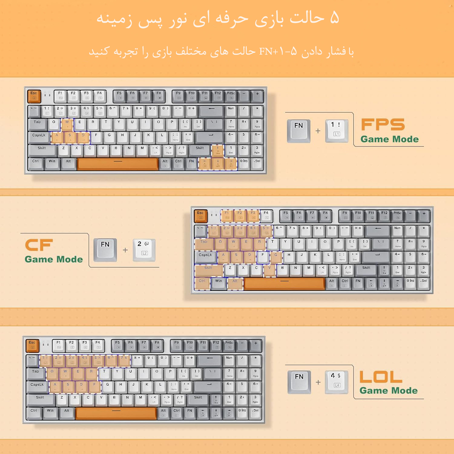 کیبورد مخصوص بازی ردراگون مدل Kitava K636 WGO-RGB