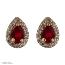 گوشواره طلا 18 عیار زنانه گالری شیدا مجد مدل اشک نگینی گارنت