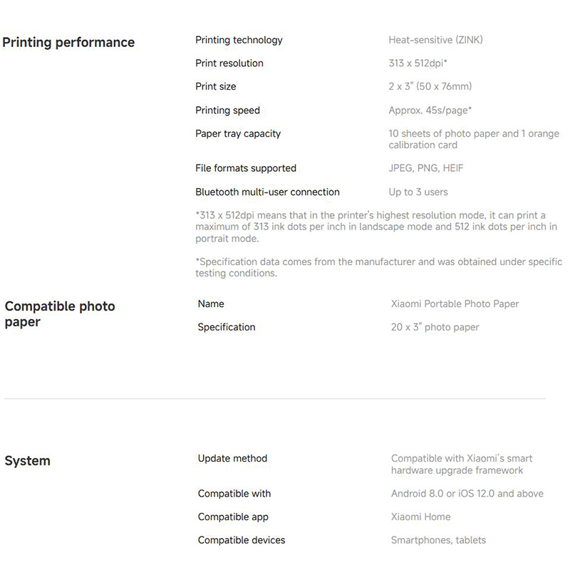 پرینتر چاپ عکس شیائومی مدل MJKDDYJ02HT