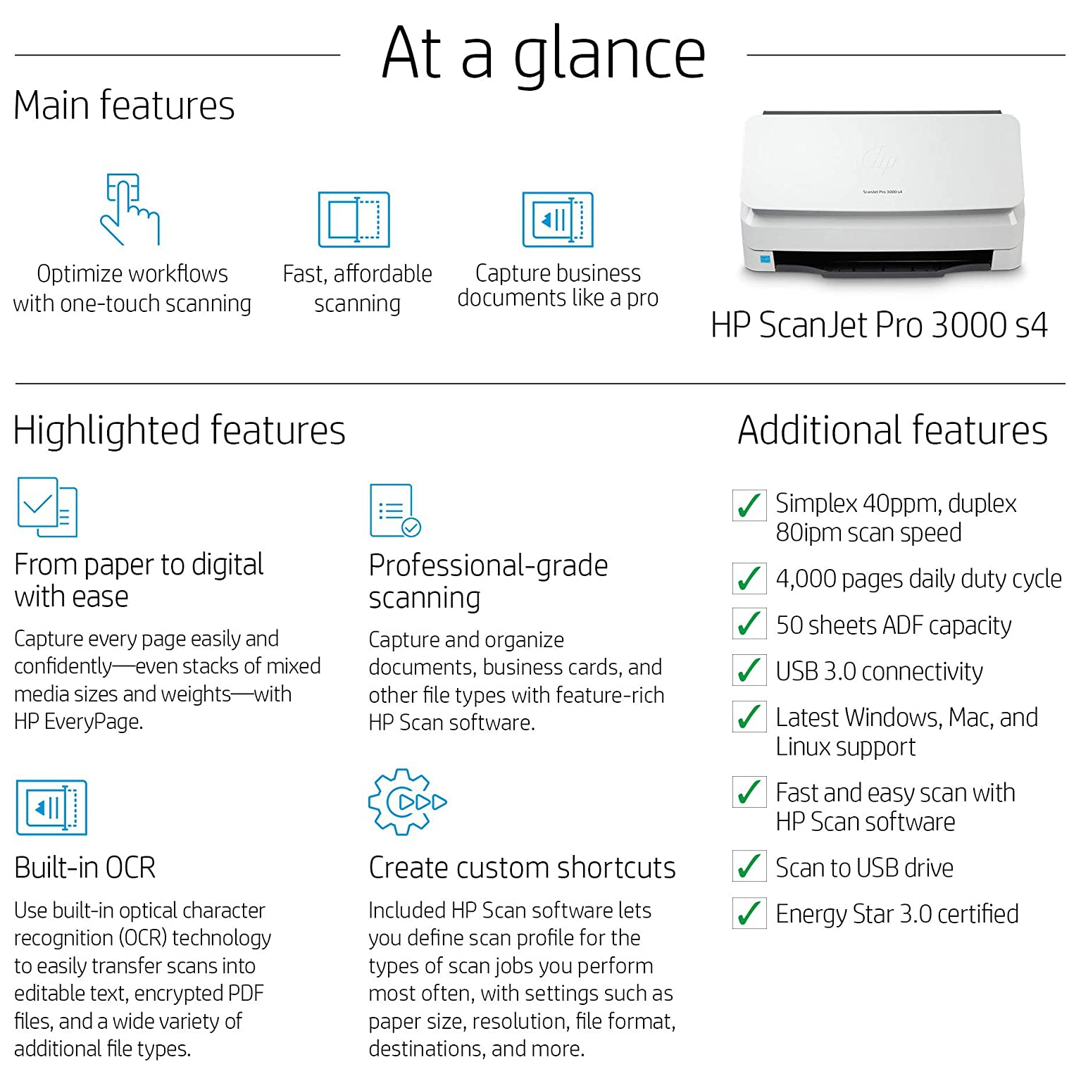 اسکنر اچ‌پی مدل ScanJet Pro 3000 s4