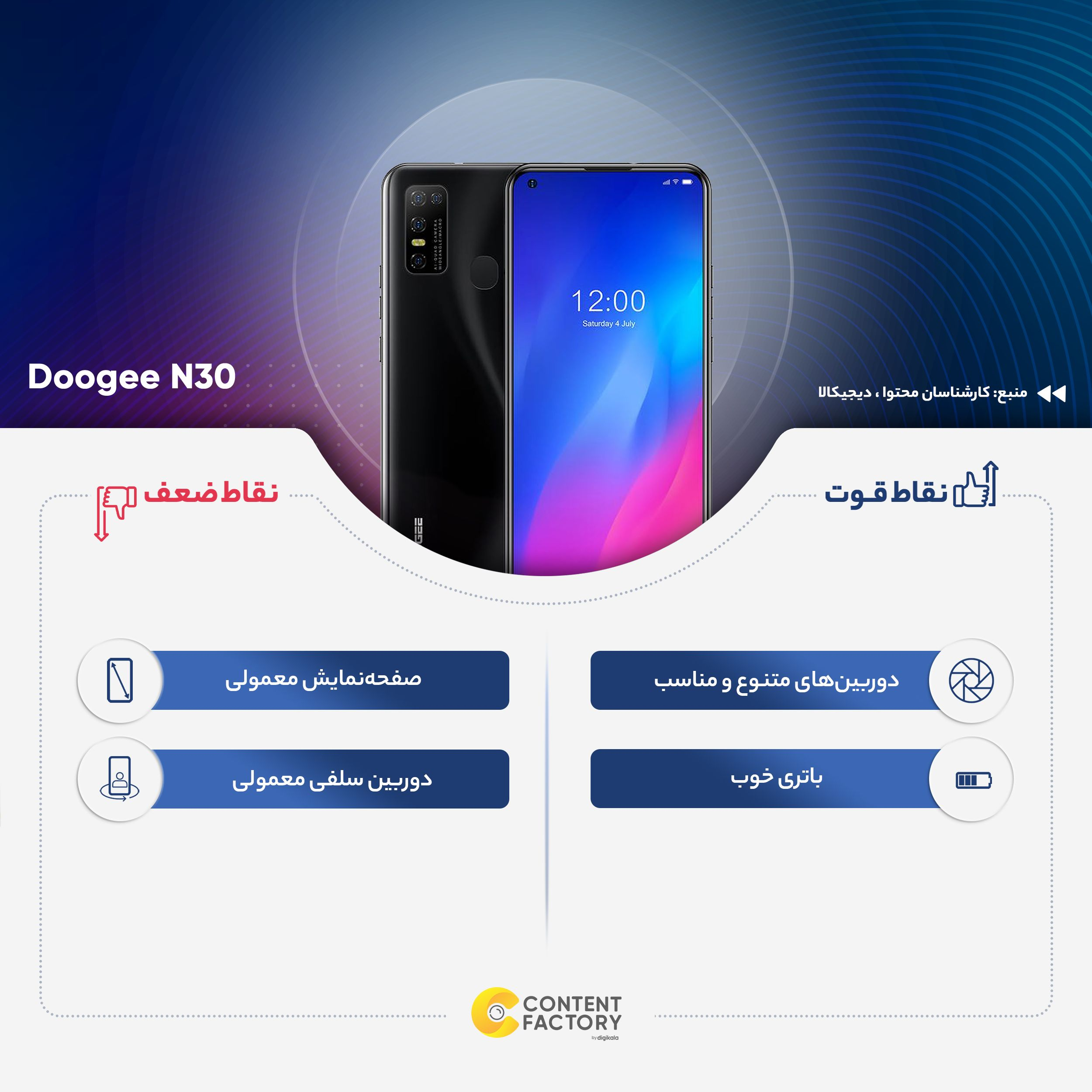 گوشی موبایل دوجی مدل N30 دو سیم‌ کارت ظرفیت 128 گیگابایت و رم 4 گیگابایت