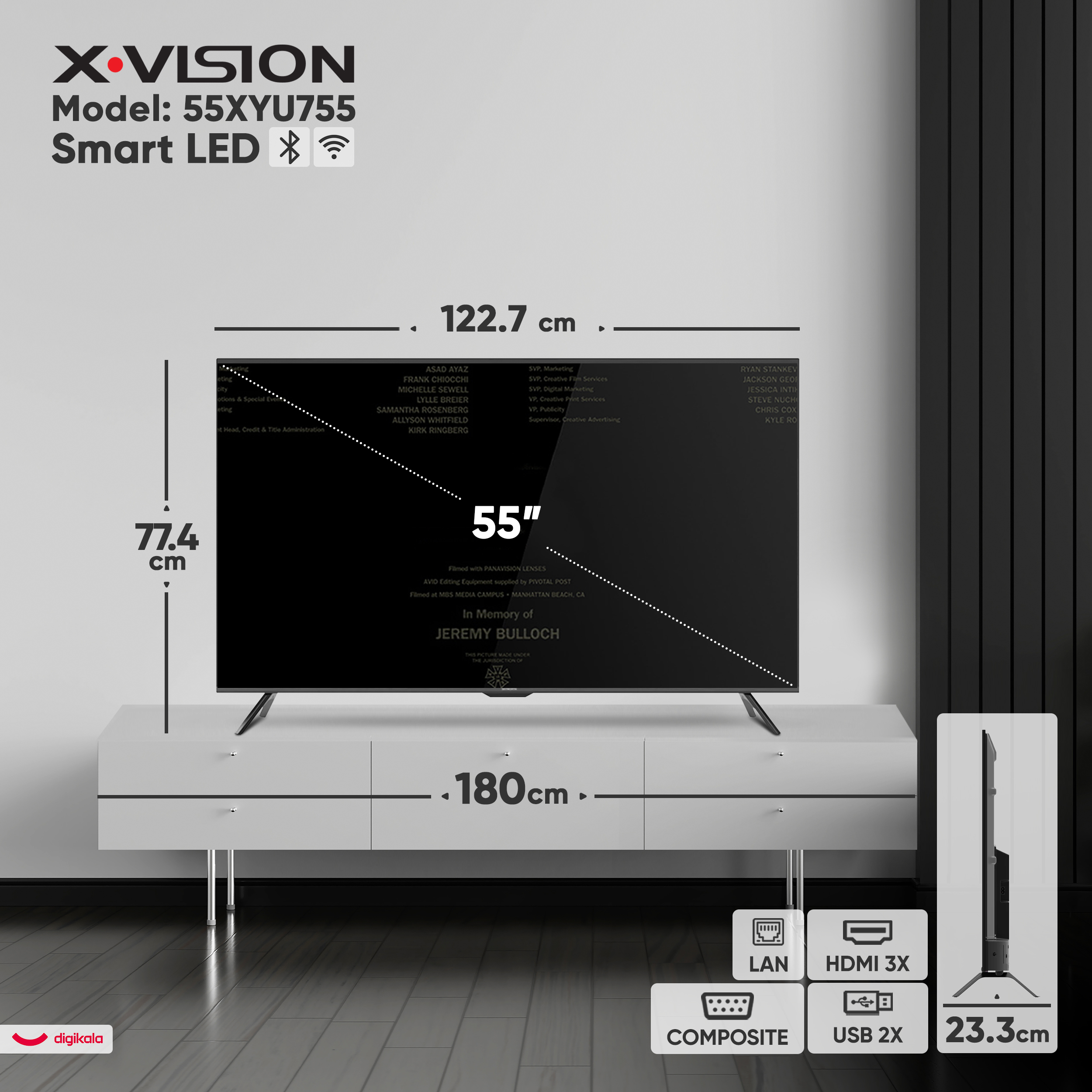 تلویزیون 55 اینچ ال ای دی هوشمند ایکس ویژن مدل 55XYU755