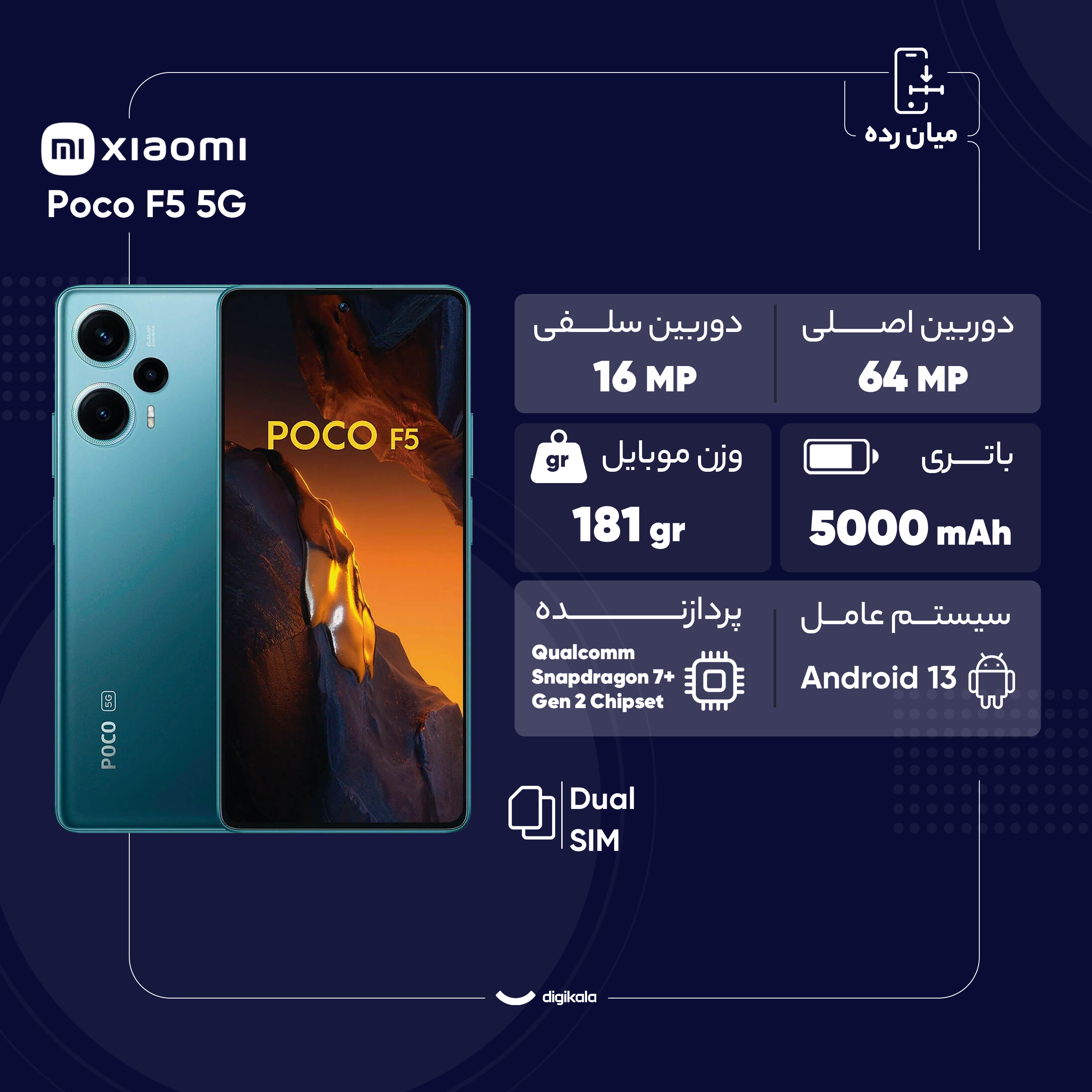 گوشی موبایل شیائومی مدل Poco F5 5G دو سیم کارت ظرفیت 256 گیگابایت و رم 12 گیگابایت - گلوبال