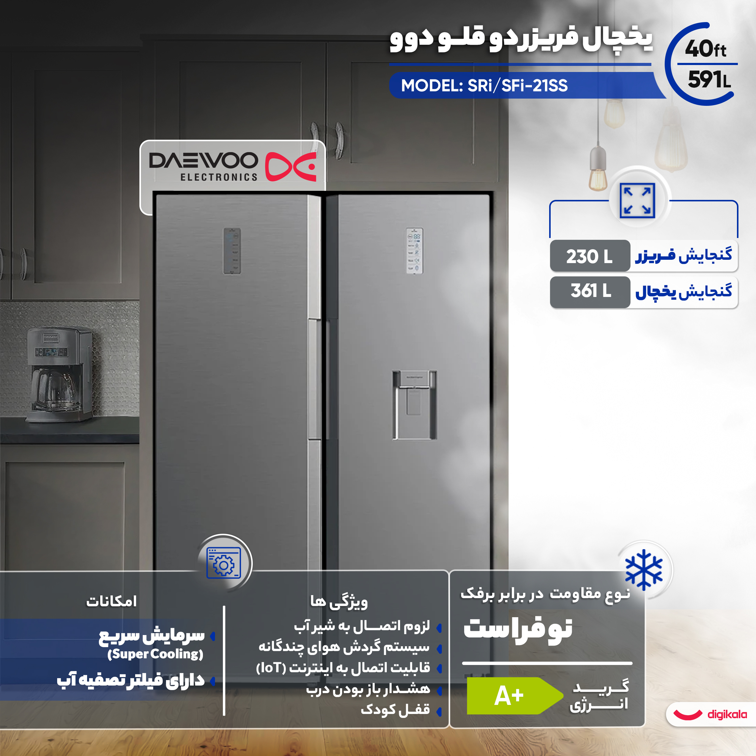 یخچال فریزر دوقلو 40 فوت دوو مدل SRi/SFi-21SS