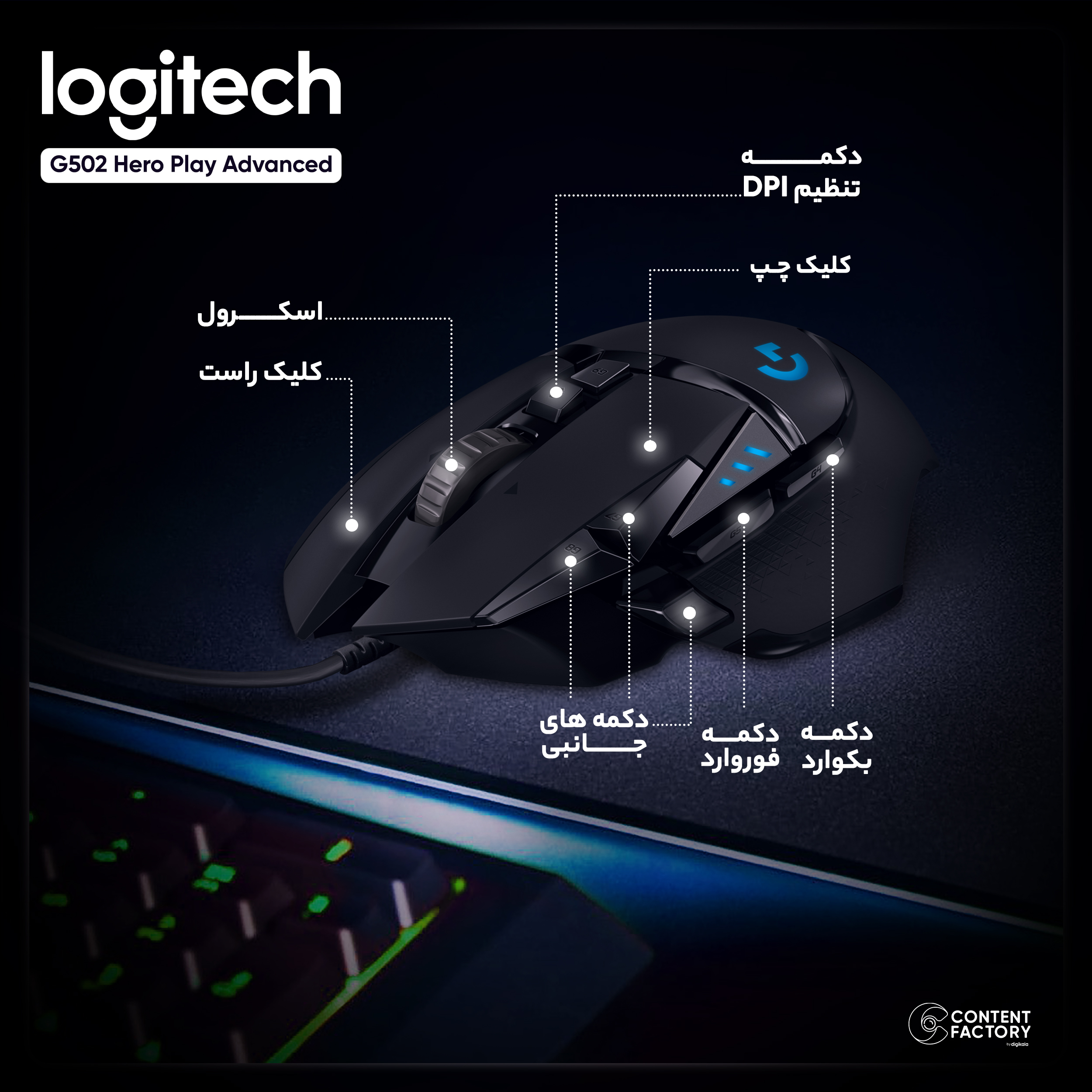 ماوس مخصوص بازی لاجیتک مدل G502 Hero