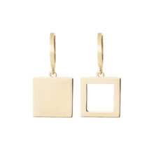 گوشواره حلقه ای طلا 18 عیار زنانه گالری شیدا مجد طرح مربع پر و خالی