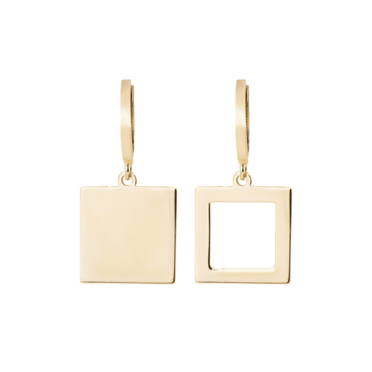 گوشواره حلقه ای طلا 18 عیار زنانه گالری شیدا مجد طرح مربع پر و خالی