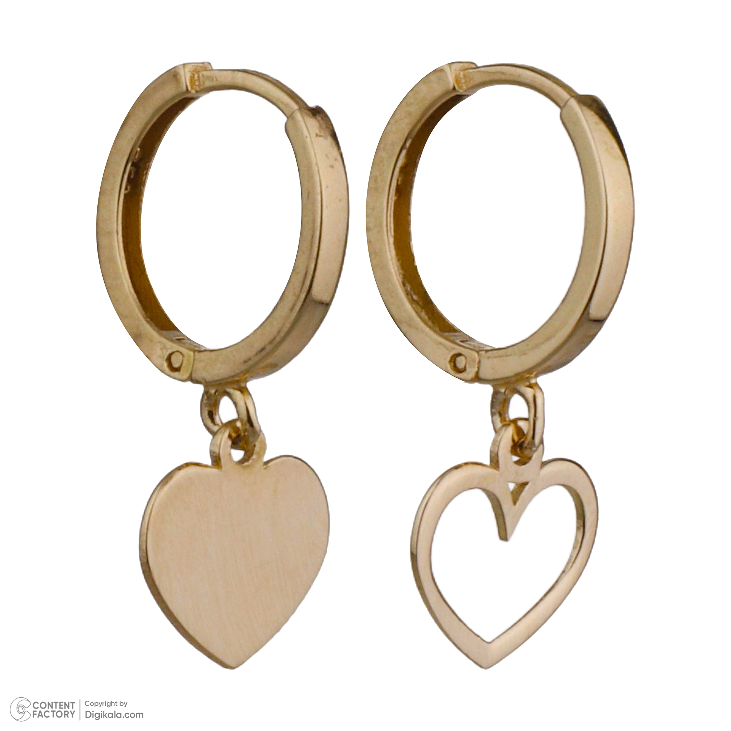گوشواره طلا 18 عیار زنانه گالری شیدا مجد مدل قلب پر و خالی