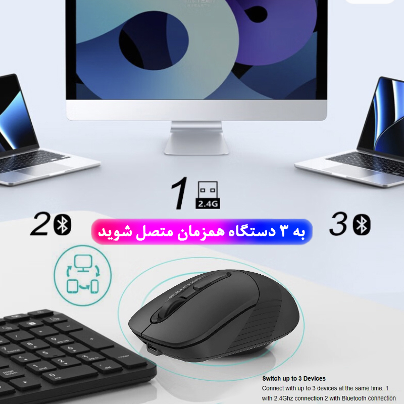 ماوس بی سیم و با سیم ای فورتک مدل F_STYLER_FB_1O_CS_SILENT