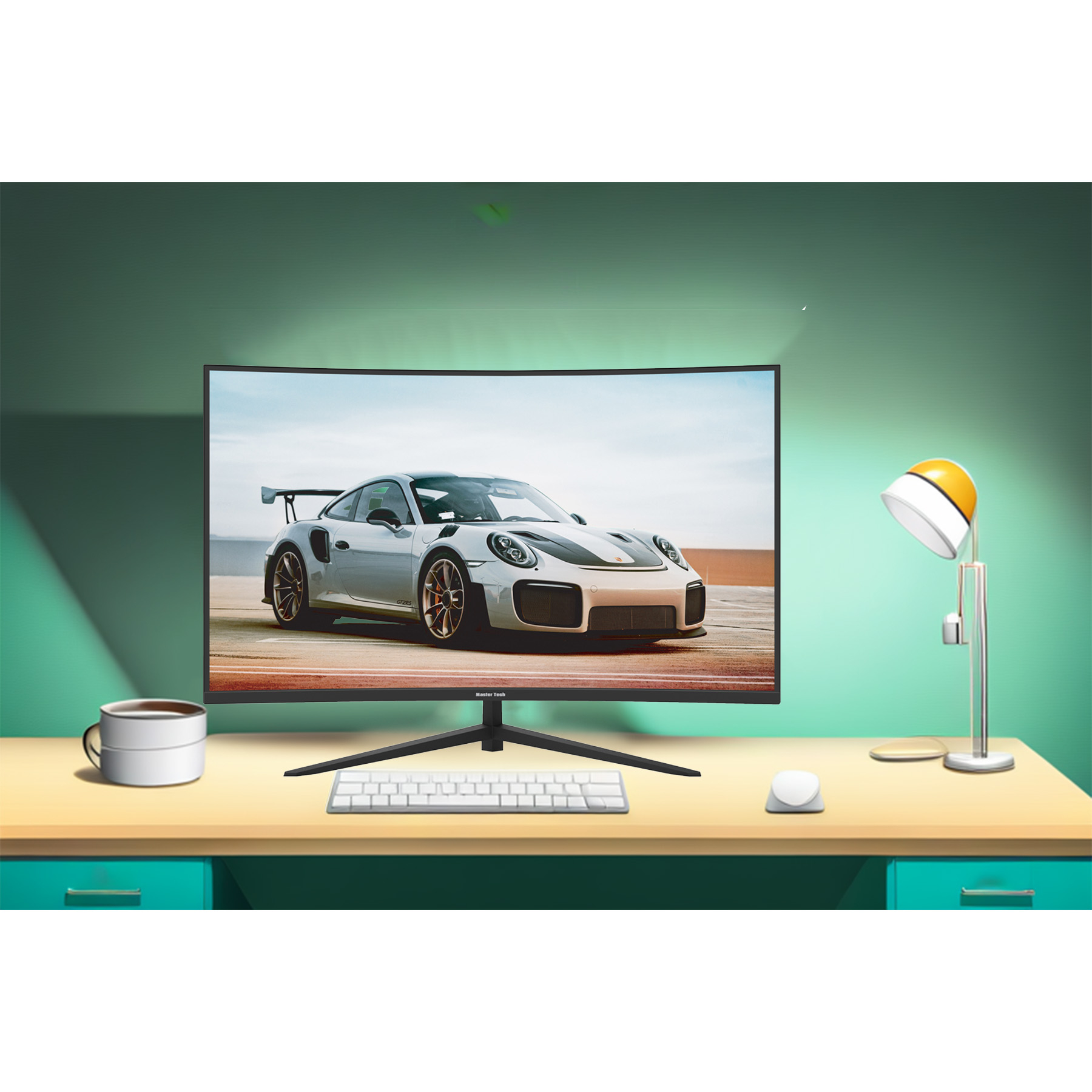 مانیتور گیمینگ 32 اینچ مسترتک مدل GP329BQ ، رزولوشن QHD، پنل VA، نرخ بروزرسانی 144 هرتز، با نسبت تصویر 16:9، دارای اسپیکر داخلی، دارای پورت HDMI و DisplayPort و USB و خروجی هدفون