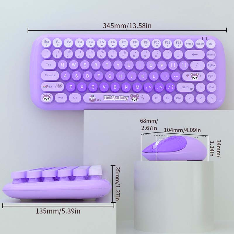 کیبورد و ماوس بی سیم مافی مدل candy fashion multicolor، سوییچ ممبران، Tenkeyless