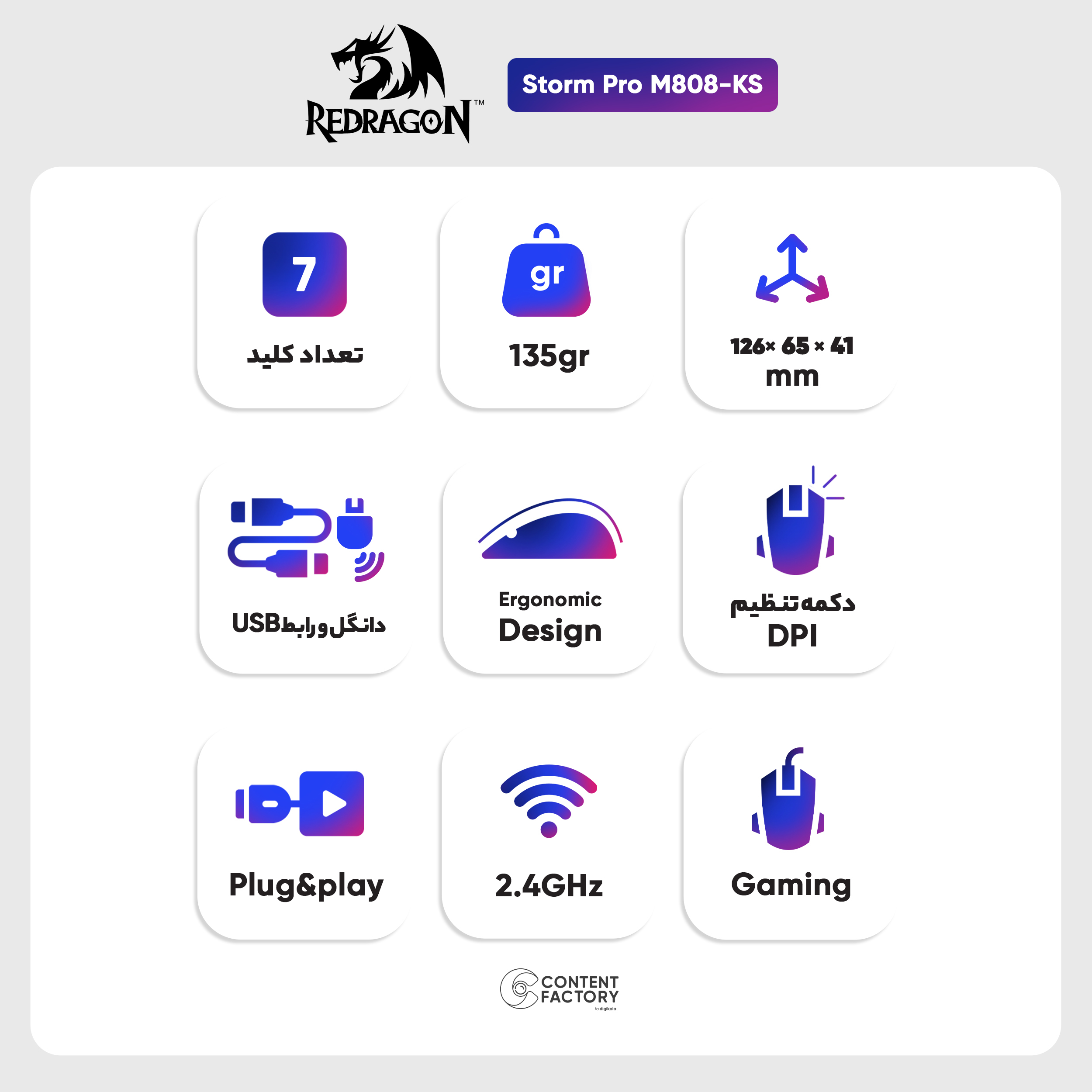 ماوس مخصوص بازی ردراگون مدل Storm Pro M808-KS