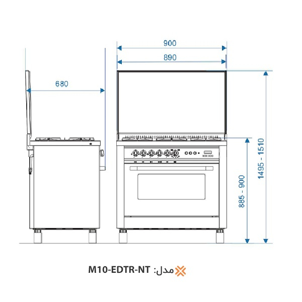 اجاق گاز 5 شعله اخوان مدل M10-EDTR-NT