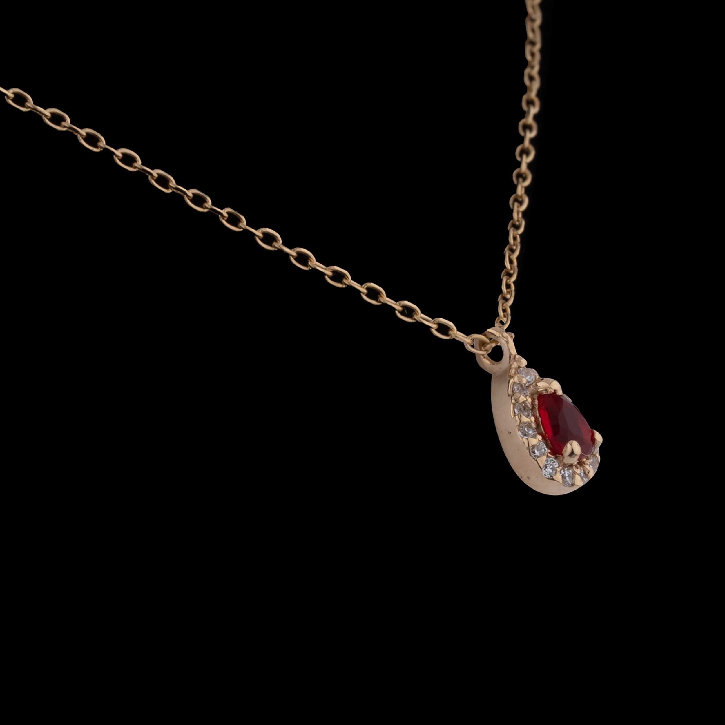 گردنبند طلا 18 عیار زنانه گالری شیدا مجد مدل اشک نگینی گارنت