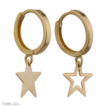 گوشواره طلا 18 عیار زنانه گالری شیدا مجد مدل هوک ستاره پر و خالی