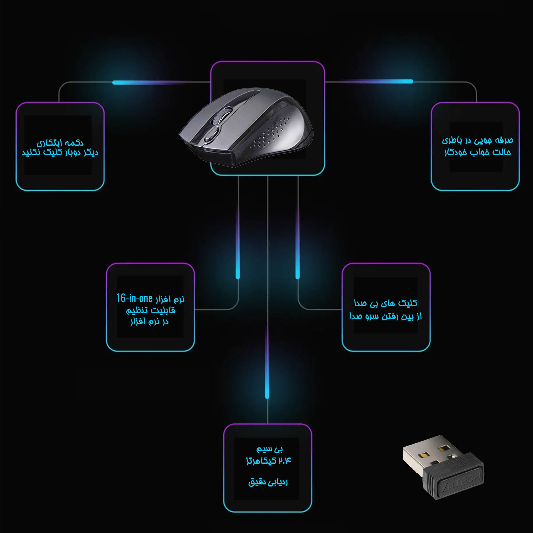 ماوس بی سیم ای فورتک مدل G9-500FS