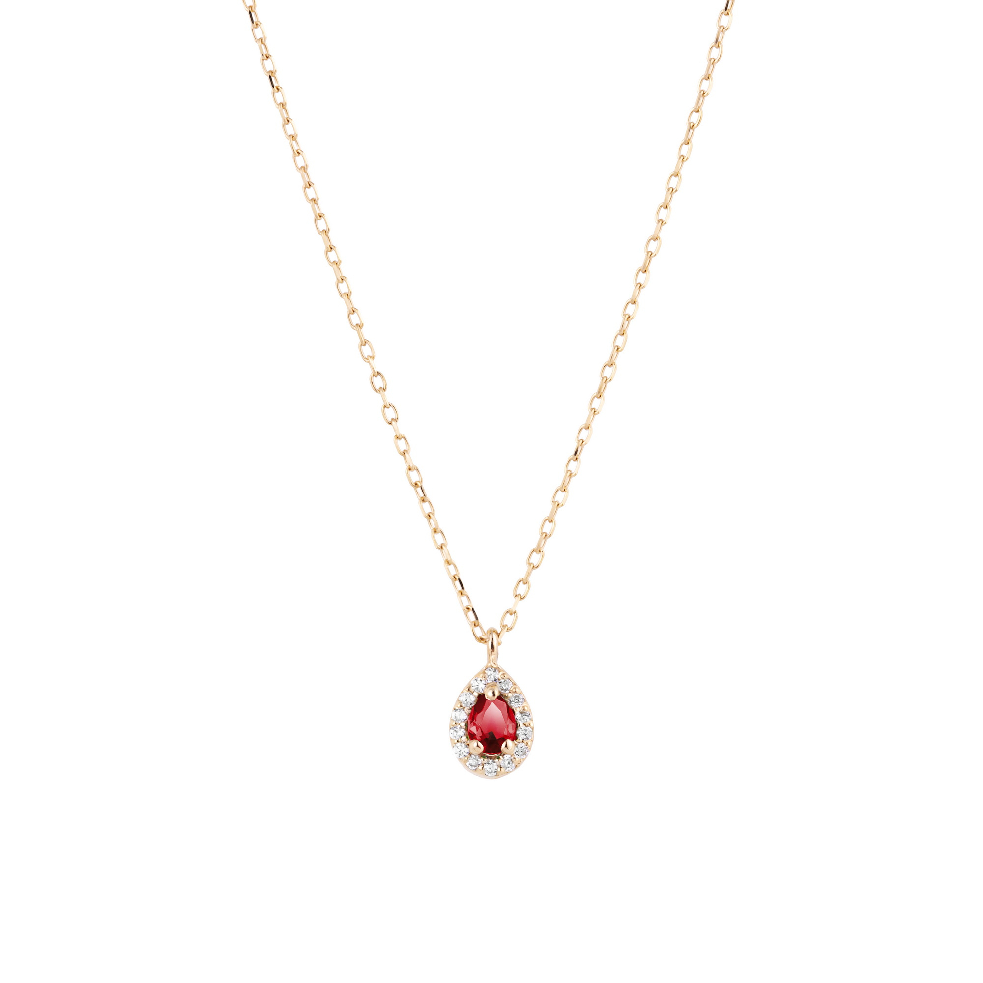 گردنبند طلا 18 عیار زنانه گالری شیدا مجد مدل اشک نگینی گارنت