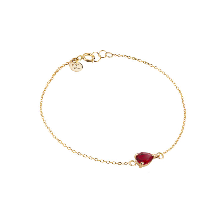 دستبند زنجیری طلا 18 عیار زنانه گالری شیدا مجد مدل اشک گارنت