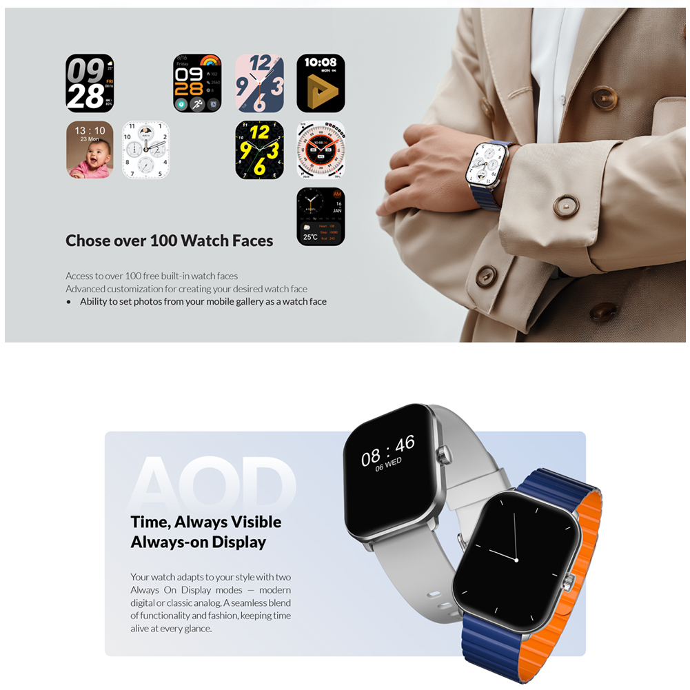 ساعت هوشمند 46 میلی متری گلوریمی مدل GC Plus با بند سلیکیونی و مغناطیسی